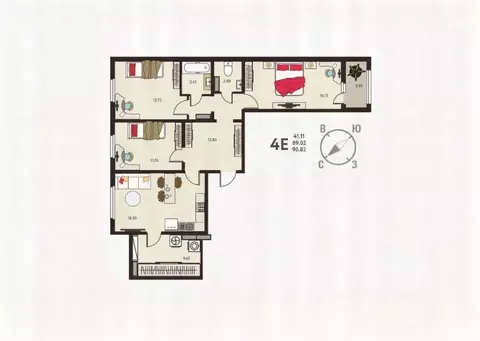 3-к кв. Курская область, Курск ул. Энгельса, 115/6 (90.82 м)