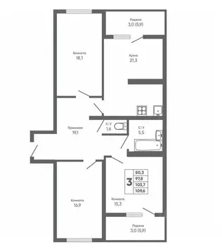 3-к кв. Самарская область, Самара ул. Победы, 3Б (104.0 м)