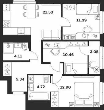 3-к кв. Тульская область, Тула городской округ, с. Осиновая Гора, ...