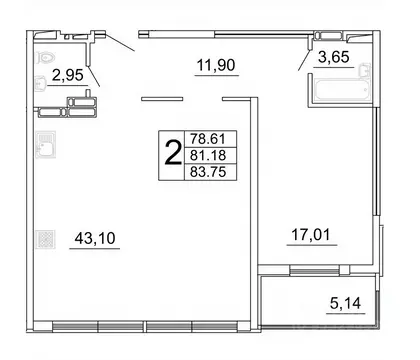 2-к кв. Самарская область, Самара ул. Дыбенко, 5 (83.75 м)