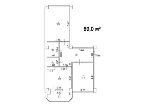 2-комнатная квартира: Ессентуки, улица Шмидта, 80/2с (69 м)