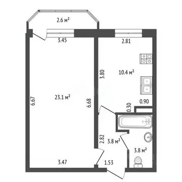 2-к кв. Санкт-Петербург Главная ул., 35 (41.1 м)