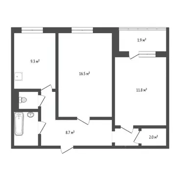 2-к кв. Красноярский край, Красноярск ул. Ползунова, 9 (52.0 м)