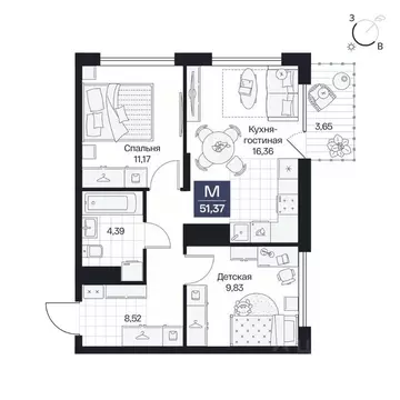 2-к кв. Волгоградская область, Волгоград просп. Имени В.И. Ленина, 59Г ...