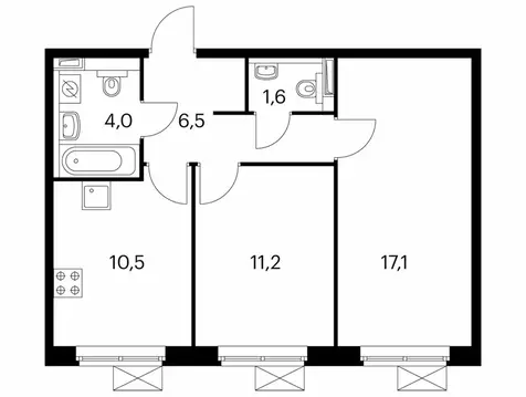 2-комнатная квартира: Котельники, микрорайон Парковый, жилой комплекс ...