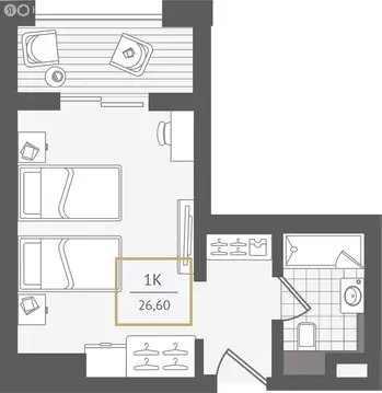 1-комнатная квартира: Сочи, улица Ленина, 280А (27.2 м)
