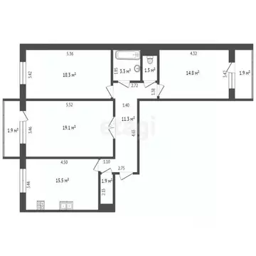 3-к кв. Мордовия, Саранск ул. Комарова, 14А (85.7 м)