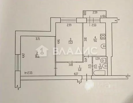 2-к кв. Брянская область, Брянск пер. Менжинского, 68 (49.7 м)