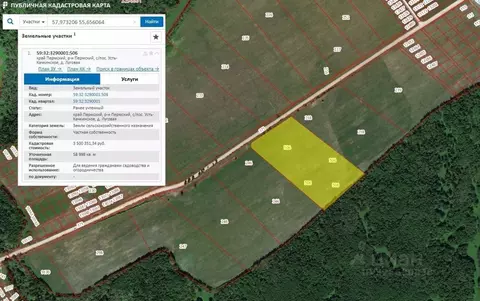 Участок в Пермский край, Пермский муниципальный округ, НП Луговское-3 ...