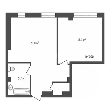2-к кв. Красноярский край, Красноярск ул. Вильского, 16а (52.1 м)