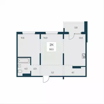 2-к кв. Новосибирская область, Новосибирск На Игарской кв-л,  (58.5 м)