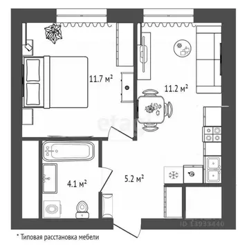 1-к кв. Тюменская область, Тюмень ул. Республики, 204к12 (33.0 м)