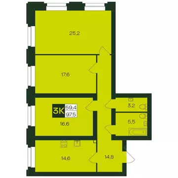 3-к кв. Чувашия, Чебоксары просп. Чебоксарский, 47 (97.5 м)
