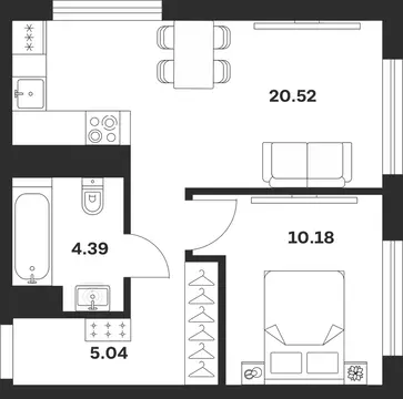 1-к кв. Тульская область, Тула Парк Патриот жилой комплекс (40.13 м)