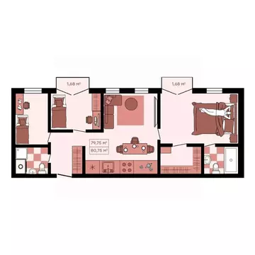 2-к кв. Приморский край, Владивосток Главная ул. (80.75 м)