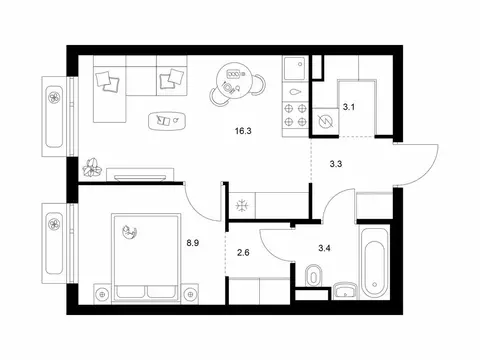 1-комнатная квартира: Москва, Амурская улица, 2Ак1 (37.6 м)