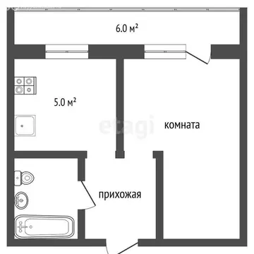 1-комнатная квартира: Алапаевск, улица Калинина, 9 (24.8 м)