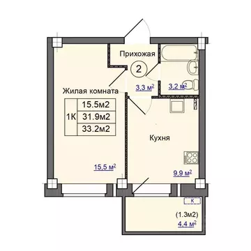 1-к кв. Псковская область, Псковский район, Завеличенская волость, д. ...
