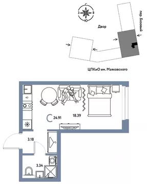 Студия Свердловская область, Екатеринбург пер. Базовый, 10 (24.91 м)
