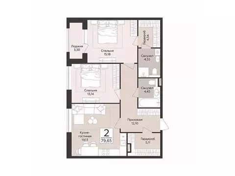 2-к кв. Воронежская область, Воронеж Эклипс жилой комплекс (79.65 м)