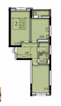 2-к кв. Башкортостан, Уфа Затон-Восточный жилрайон, Паруса жилой ...
