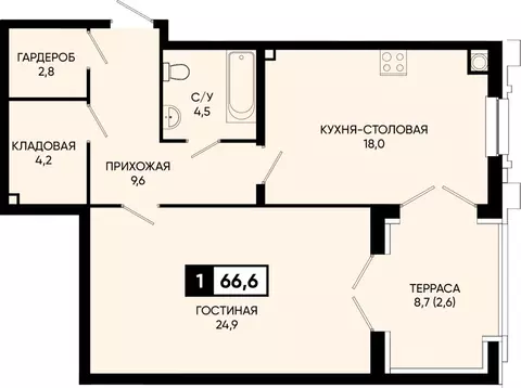 1-к кв. Ставропольский край, Кисловодск городской округ, пос. ...