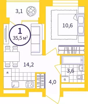 1-к кв. Свердловская область, Екатеринбург Уктус жилрайон, Астон ...