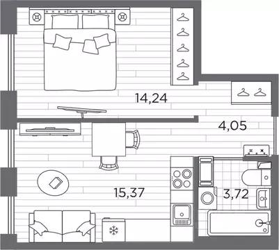 1-к кв. Санкт-Петербург Окла жилой комплекс (37.38 м)