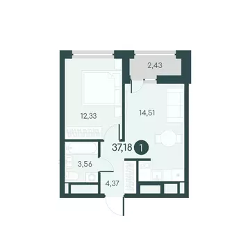 1-к кв. Курганская область, Курган 18-й мкр, 7 (37.18 м)