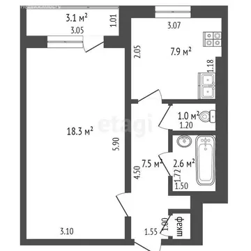 1-комнатная квартира: Дмитров, Центральная улица, 5А (36.8 м)