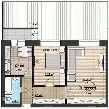 2-к кв. Новосибирская область, Новосибирский район, Мочищенский ...