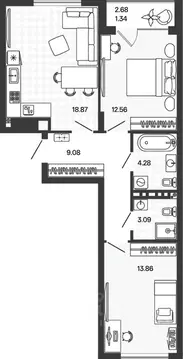 2-к кв. Калининградская область, Гурьевский муниципальный округ, пос. ...