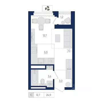 1-к кв. Башкортостан, Уфа бул. Яркий (24.9 м)