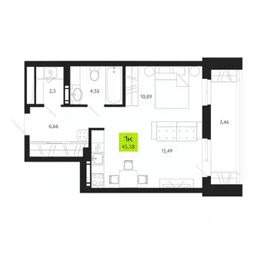 1-к кв. Томская область, Томск Уютный жилой квартал, ул. Маяковского, ...