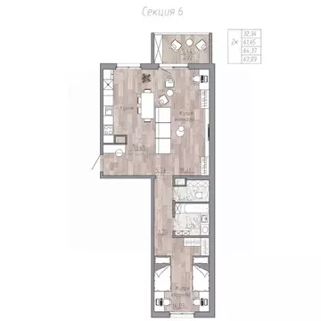 2-к кв. Хабаровский край, Хабаровск пос. Березовка, Эколенд жилой ...