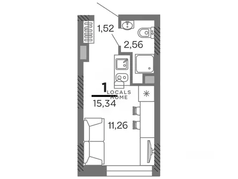 Студия Рязанская область, Рязань Олимпийский городок мкр, 10 (15.34 м)