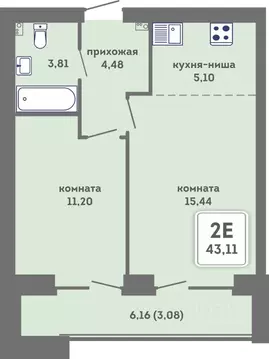 2-к кв. Пермский край, Пермь Кировоградская ул., 28 (46.19 м)