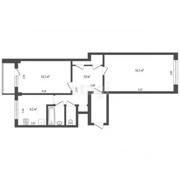 2-к кв. Архангельская область, Архангельск ул. Октябрят, 4 (45.9 м)
