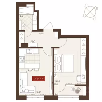 2-к кв. Новосибирская область, Новосибирск Невский жилой комплекс ...