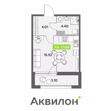 Студия Санкт-Петербург ул. Среднерогатская, 11к2 (27.88 м)