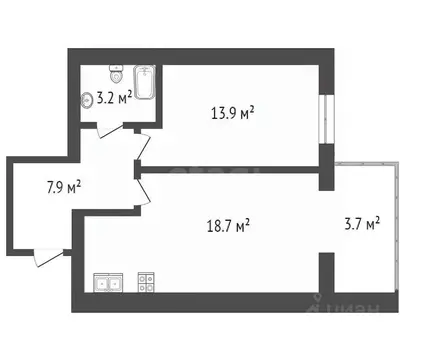 1-к кв. Вологодская область, Вологда ул. Возрождения, 53 (45.6 м)