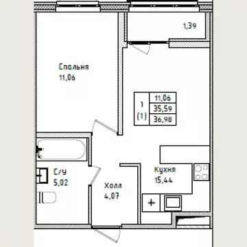 1-к кв. Ленинградская область, Всеволожск Южный мкр, ул. Крымская, 3 ...