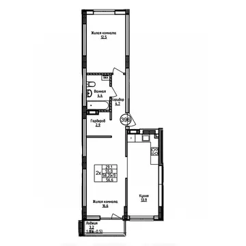 2-к кв. Калининградская область, Калининград ул. 1-я Большая окружная ...