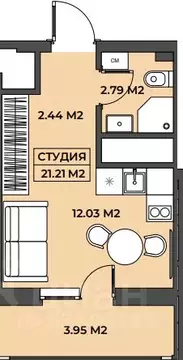 1-к кв. Башкортостан, Уфа ул. Адмирала Макарова, 29 (21.21 м)