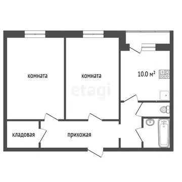 Квартира, 2 комнаты, 57.5 м