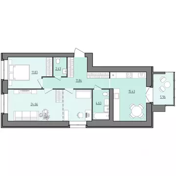 2-к кв. Ярославская область, Рыбинск Февральская ул. (73.8 м)