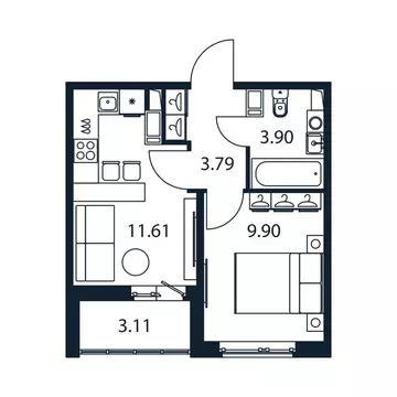 1-комнатная квартира: Мурино, Романовская улица, 9 (28.5 м)