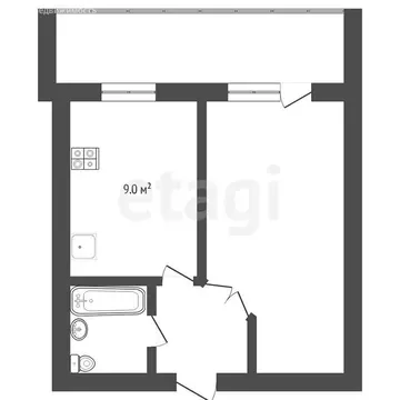 1-комнатная квартира: Тюмень, улица Евгения Богдановича, 11/3 (35.2 м)