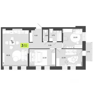 3-к кв. Башкортостан, Уфа ул. Акназарова, 20 (75.81 м)