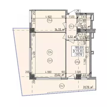 3-к кв. Севастополь ул. Парковая, 5 (105.03 м)